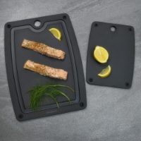 DOUBLE SIDED CHOPPING BOARD WITH FEET SLATE BLACK 440 X 325 X 6MM