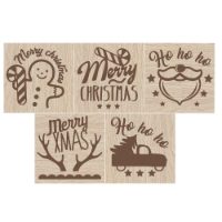 XMAS ENGRAVED WOODEN CUBE FOR COOKIES