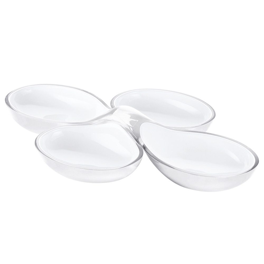 CLEAR TWO-TONE SET OF 2 INTERLOCKING DISHES