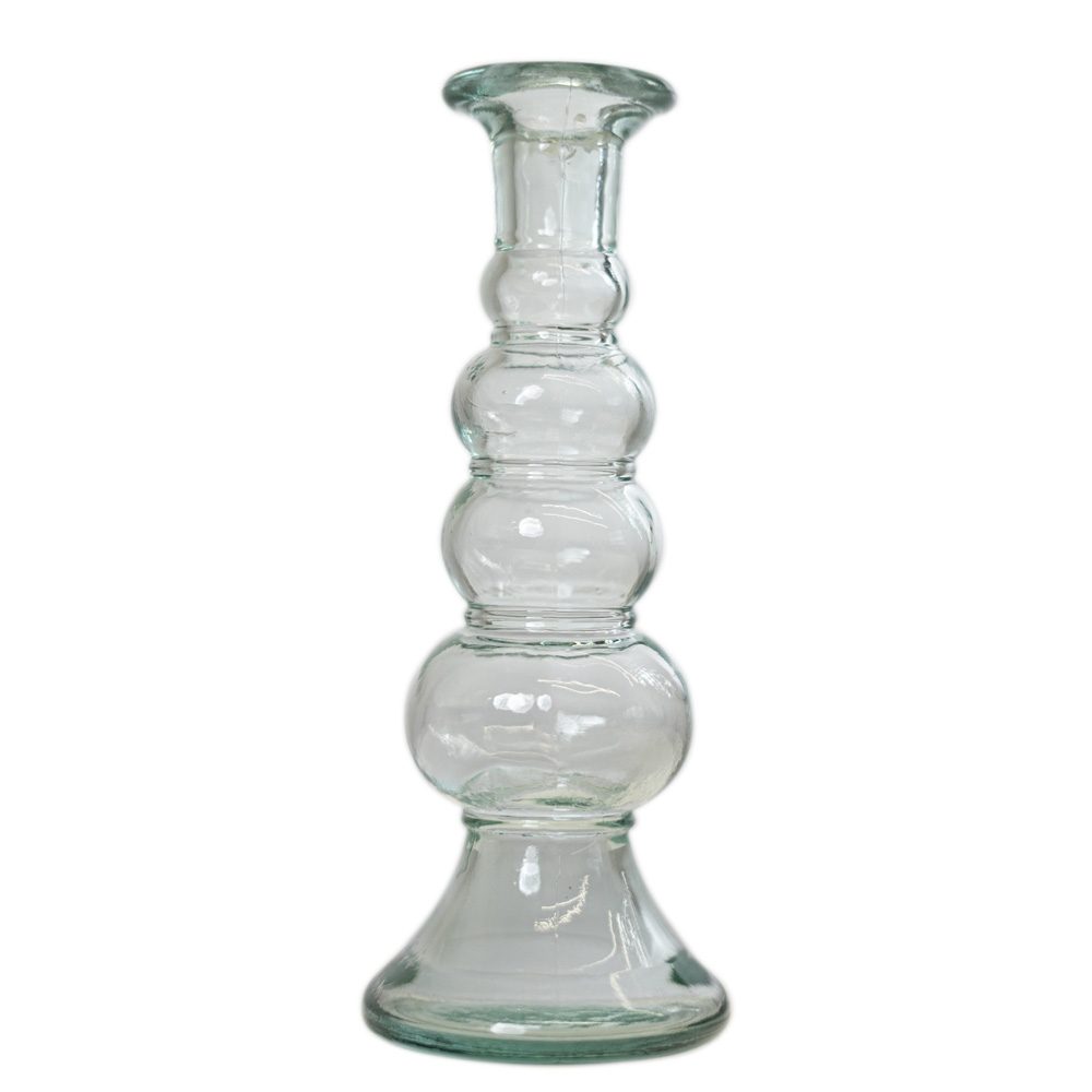 RECYCLED GLASS CANDLE STICK HOLDER BACO 22CM