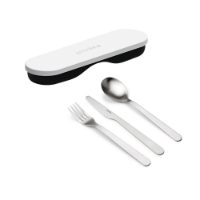 WHITE LUNCH BOX SET WITH TRAVEL CUTLERY STORE&GO