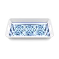 # LARGE  2 HANDLED  RECTANGULAR TRAY BLUES 48CM X34CM