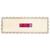 RECTANGLE WOODEN SERVING PLATE WITH LASER CUT  EDGE 36 X 13CM
