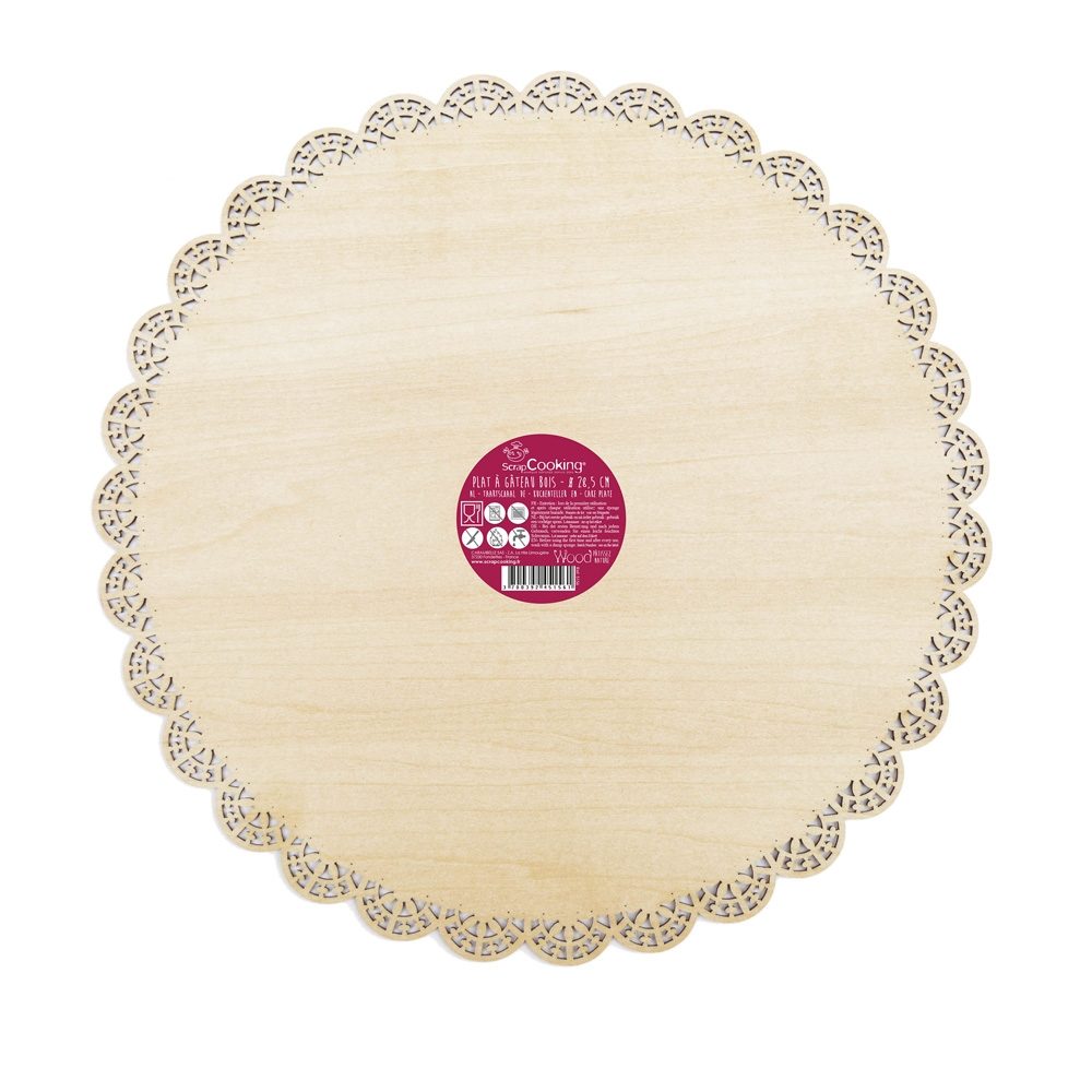 WOODEN PLATE WITH LACE CUT - ROUND  Ø 29CM