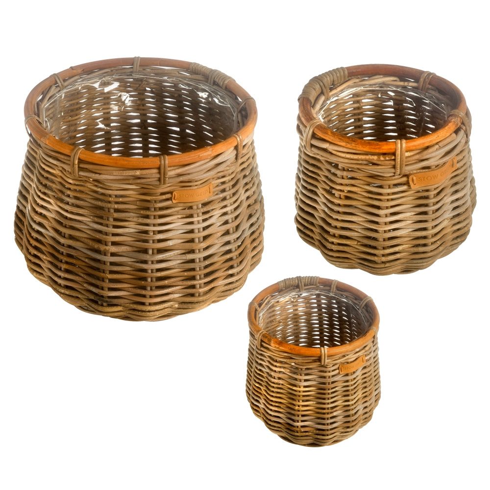 Lined Plant Pot Baskets Set of 3