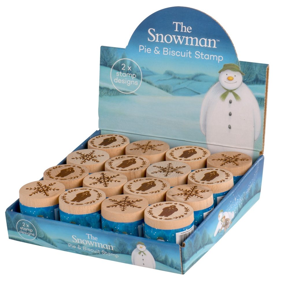 THE SNOWMAN™ PIE & BISCUIT STAMP CDU 16PCS, BISCUIT, STAMP, BAKING, BEECHWOOD, SUSTANABLE, KITCHEN, CHRISTMAS, MINCE PIES, PASTRY, DOUGH, ICING, ROYAL ICING, BUY ONLINE