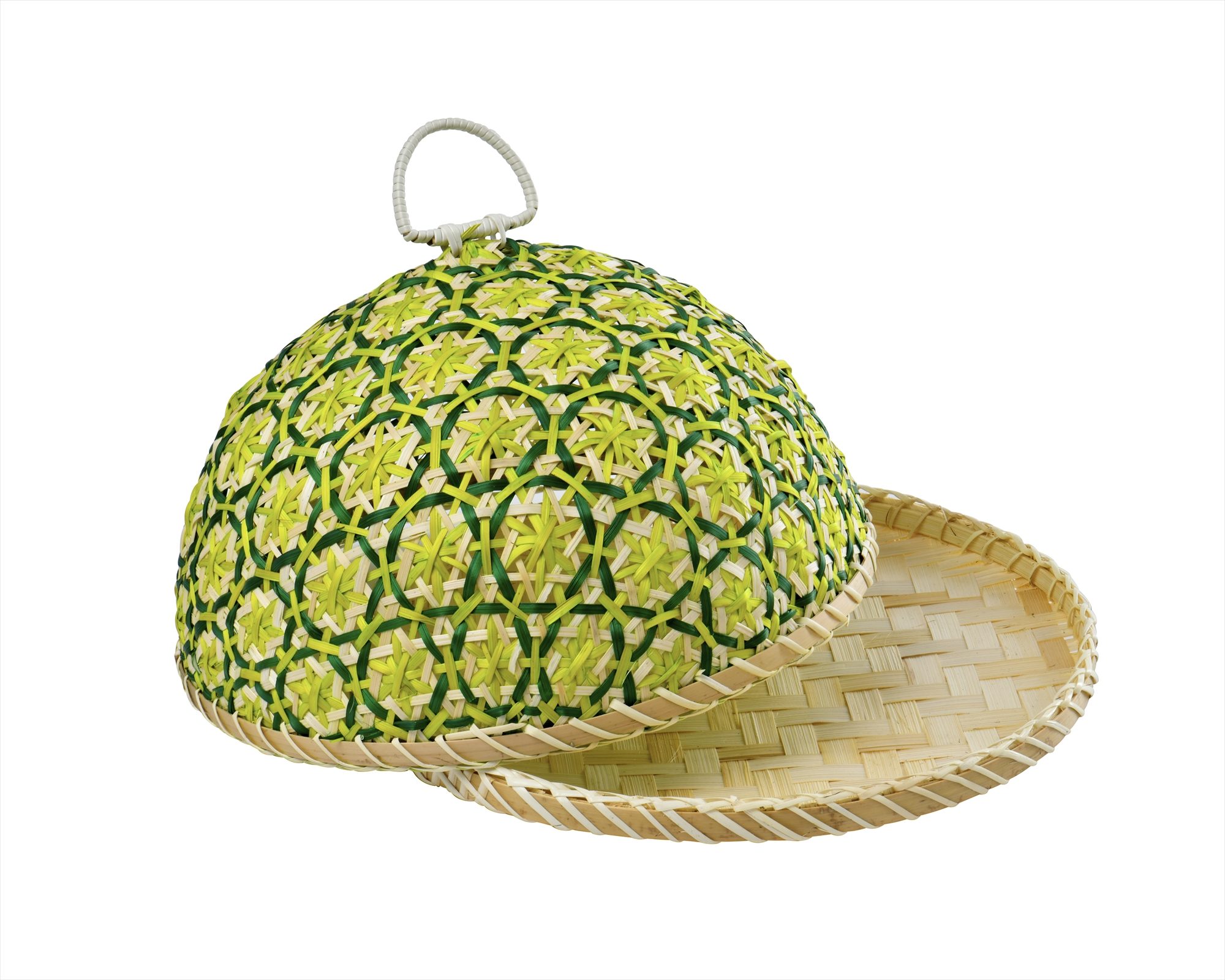 BAMBOO FOOD COVER BASKET GREEN