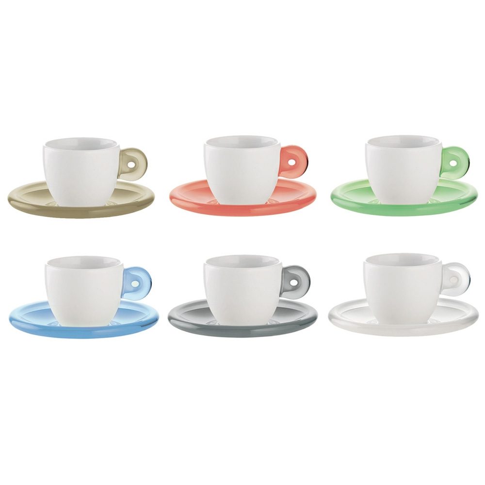 ASSORTED SET 6 ESPRESSO CUPS WITH SAUCERS GOCCE