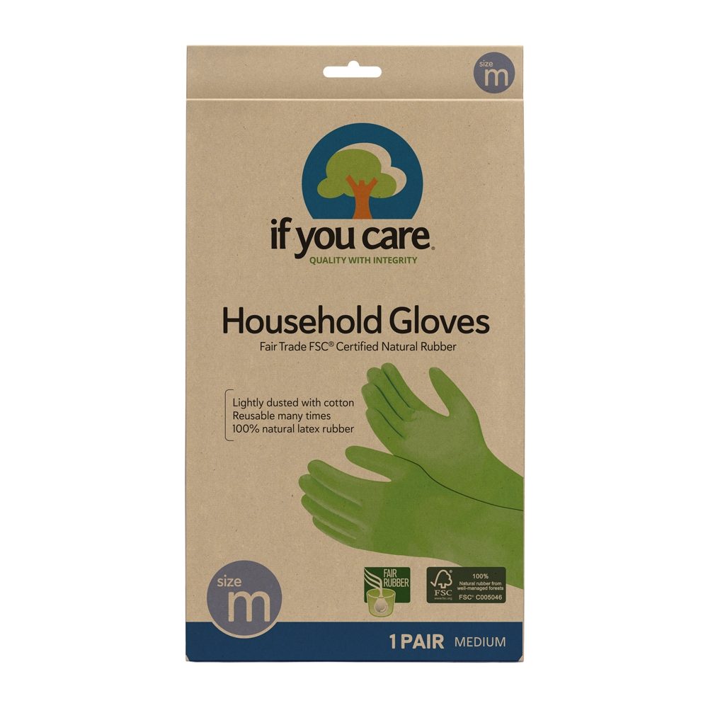 IF YOU CARE MEDIUM CERTIFIED FAIR RUBBER LATEX HOUSEHOLD GLOVES