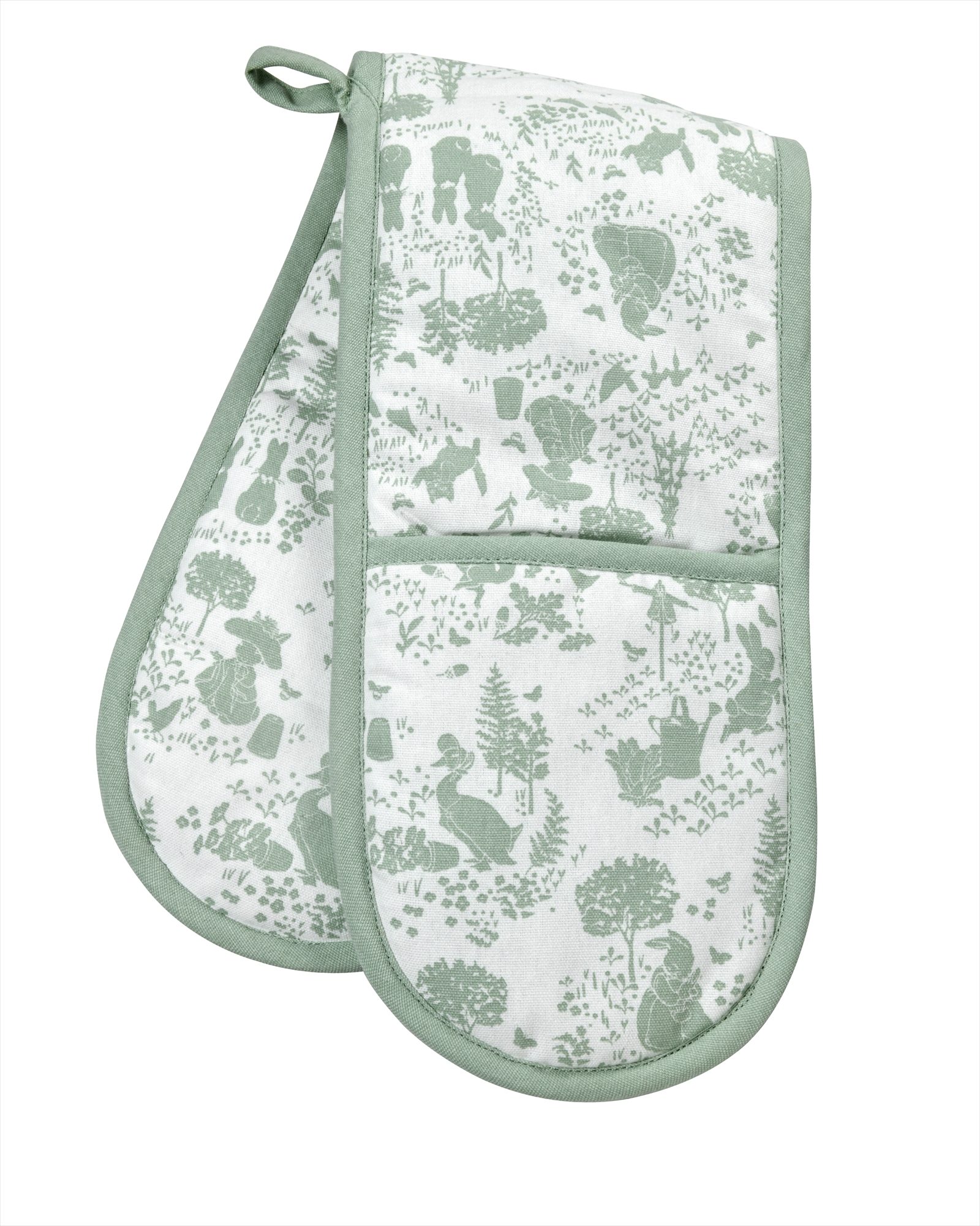 PETER RABBIT CLASSIC GREEN PATTER  DOUBLE OVEN GLOVE