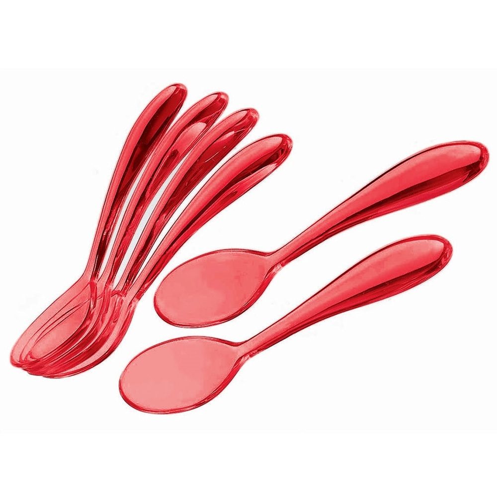 CLEAR RED SET OF 6 TEASPOONS 14.5 CM