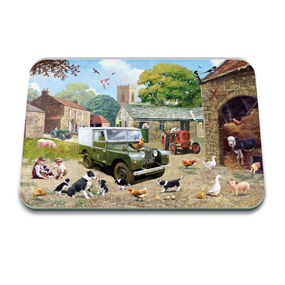 DOWN ON THE FARM 50 X 40CM LARGE GLASS WORKTOP PROTECTOR