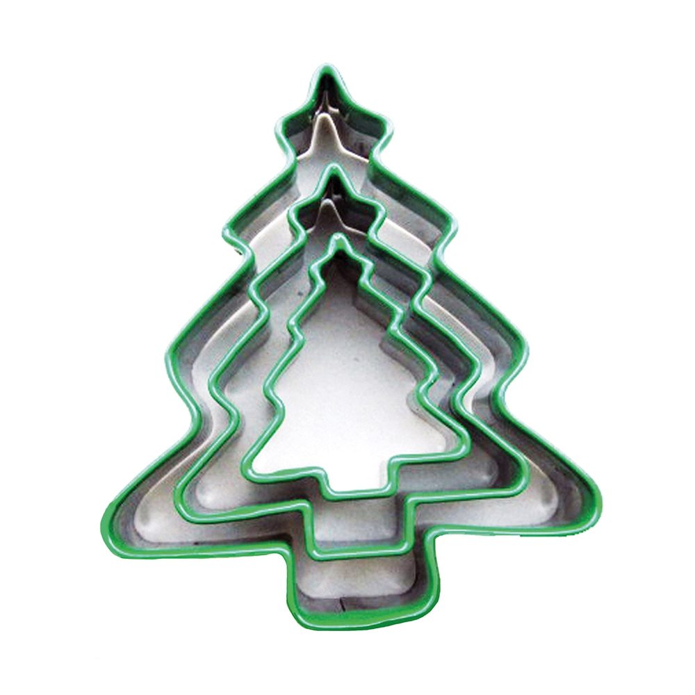 CHRISTMAS TREE CUTTERS WITH GREEN TOP (3PCS)