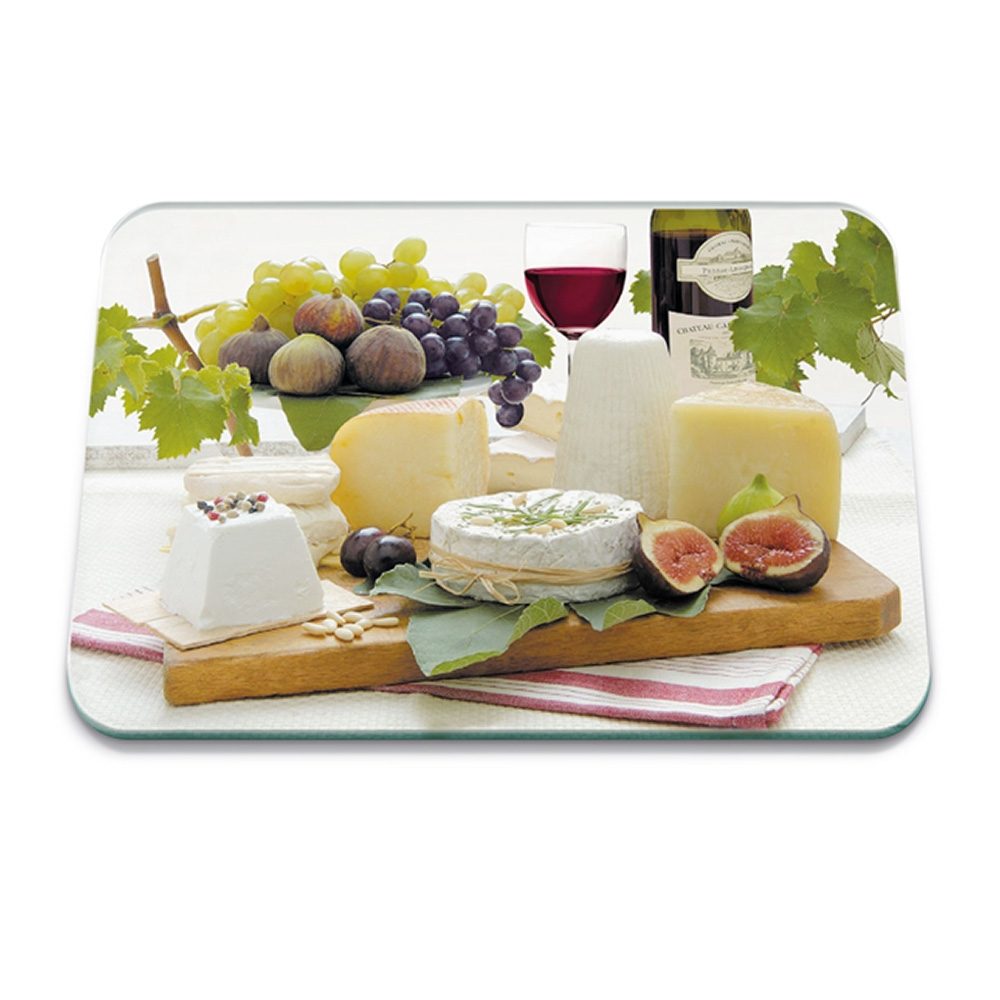 ENJOY CHEESE 50 x 40CM LARGE GLASS WORKTOP PROTECTOR