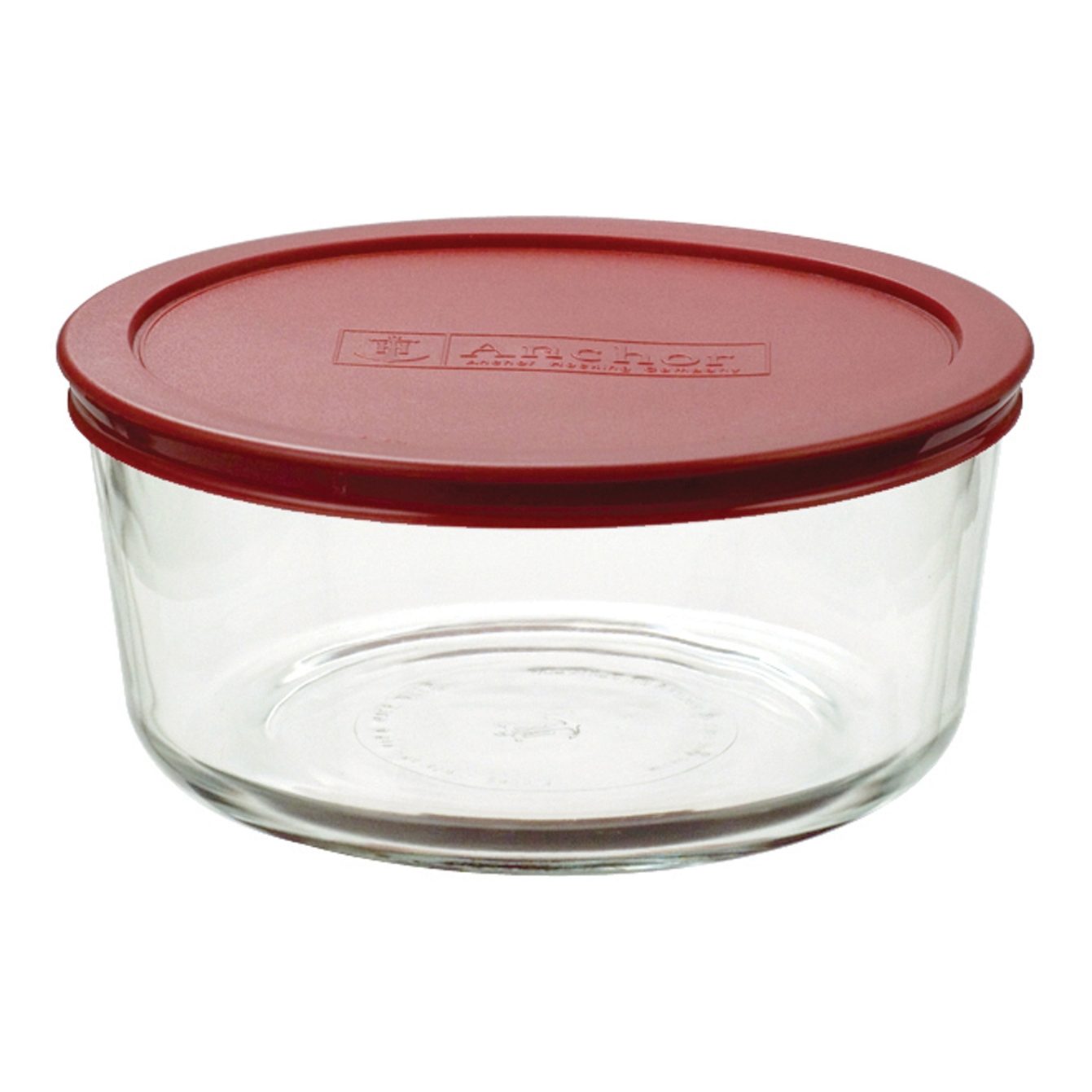 ROUND GLASS RED LIDDED TRAY 1.7L