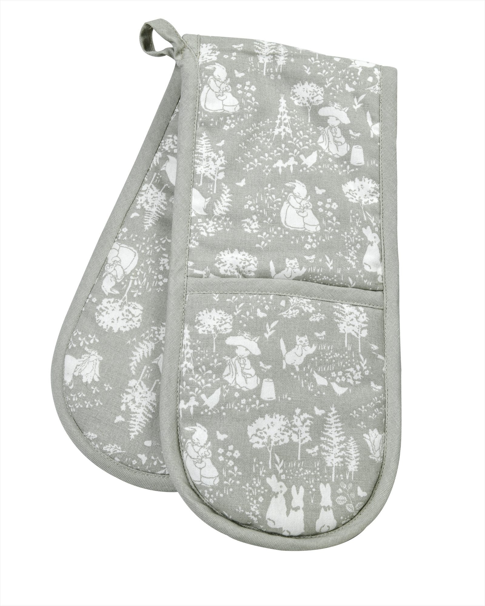 PETER RABBIT CLASSIC GREY PATTERN DOUBLE OVEN GLOVE