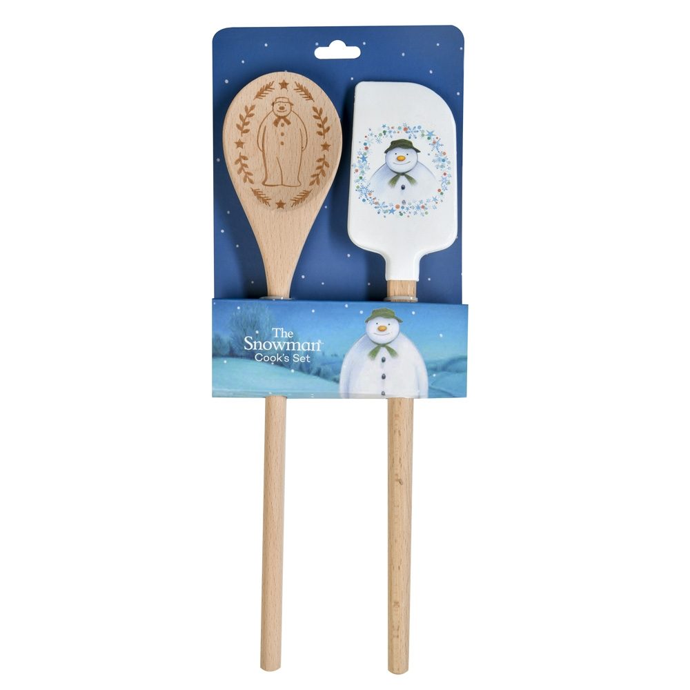 THE SNOWMAN™ COOK'S SET, BAKING SPATULA, SILICONE, BEECHWOOD, SPOON, BAKING, BAKER, RAYMOND BRIGGS, MINCE PIES, CHRISTMAS CAKE