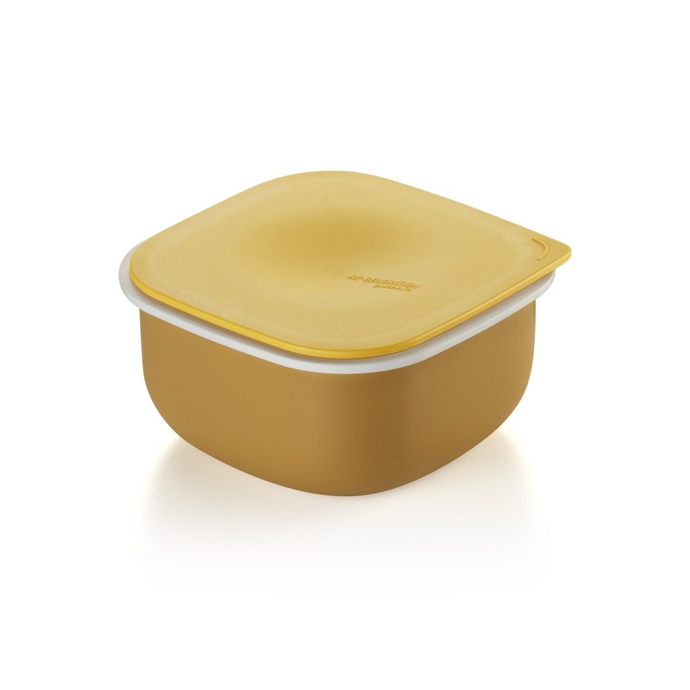 MUSTARD YELLOW SQUARE STORAGE BOX WITH LID 0,5L