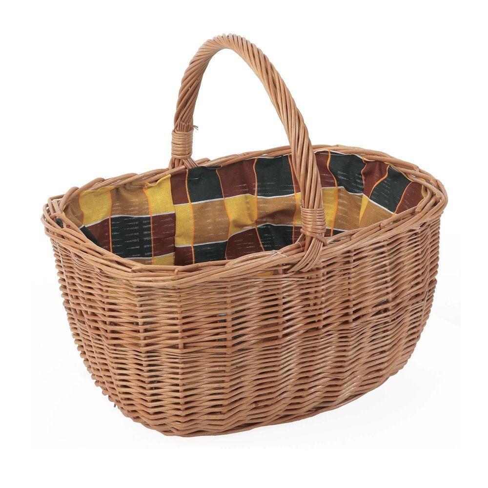 wicker cotton lined hand basket